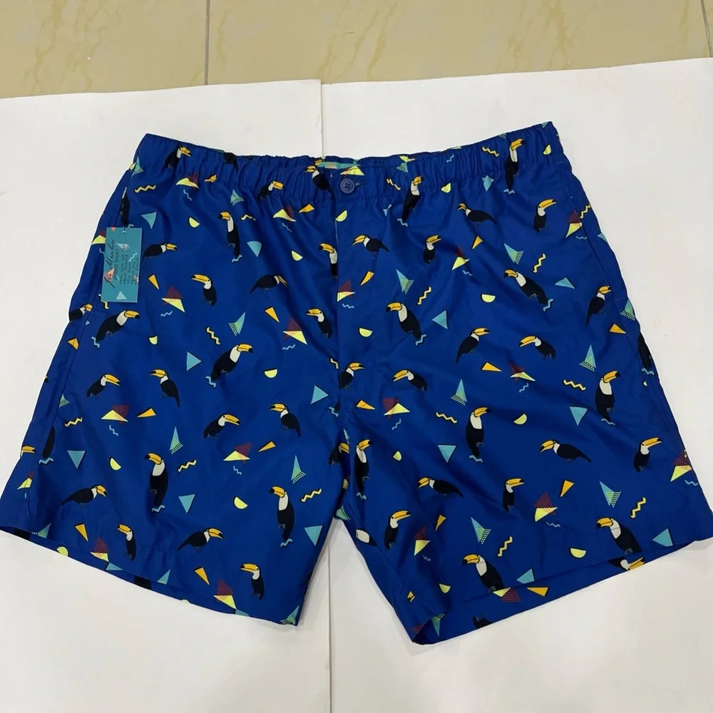 NWT JOE MARTIN Men’s Hybrid Short - Bathing Suit in Blue with Toucans Size‎ 2XL